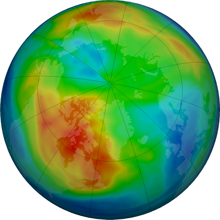 Arctic ozone map for 09 December 2016